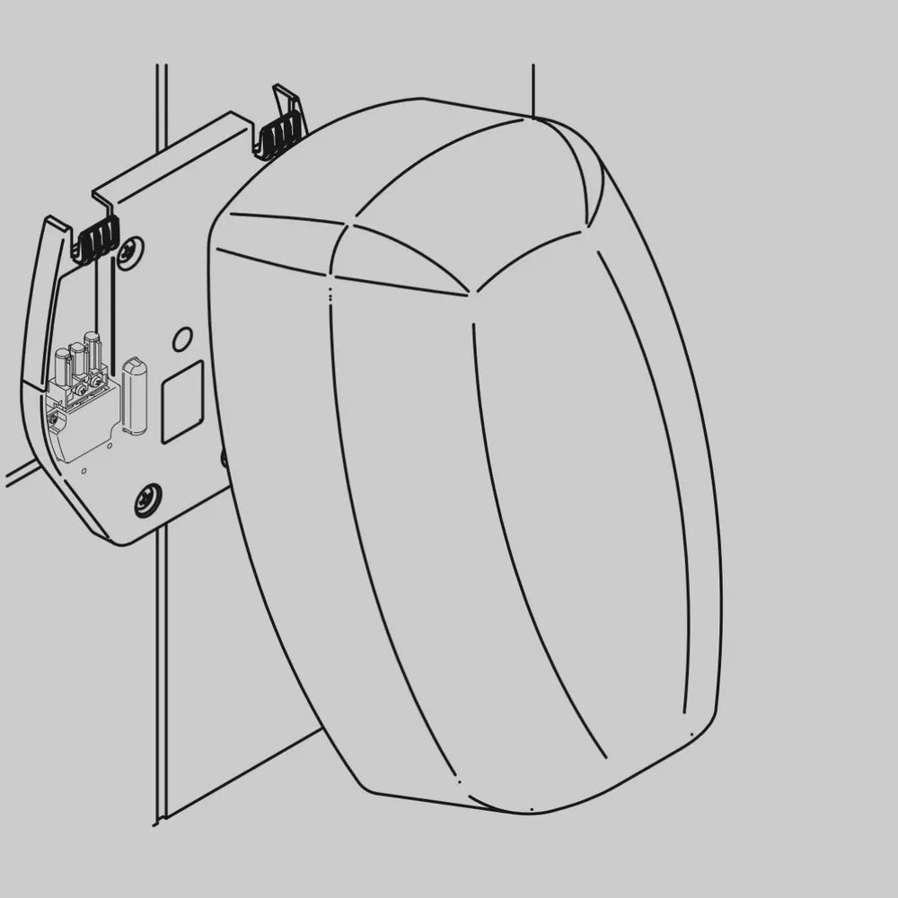 handdroger met afneembare behuizing en vaste wandplaat demontagesysteem